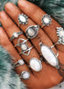 Boho Silver Rings Set Opal Alessandra